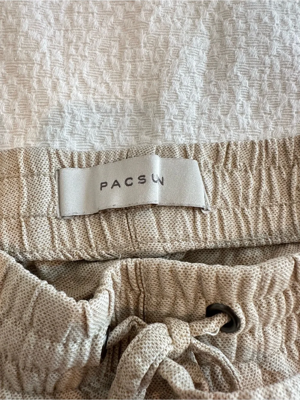 Men's Casual Drawstring Linen-Blend Pants in Beige